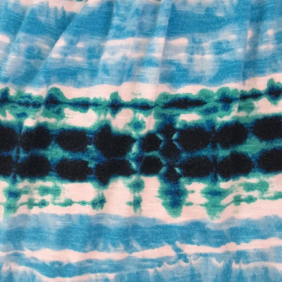 AB Studio Blue, Aqua, Green, Black and White Flutter Sleeve Top - size Small - Picture 9 of 11